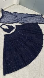 Blue Color Net Fabric Sequence Work Lehenga