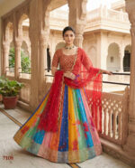 Bollywood Actress Alia Bhatt Multi Color Georgette Fabric Floral Print Work Lehenga
