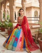 Bollywood Actress Alia Bhatt Multi Color Georgette Fabric Floral Print Work Lehenga