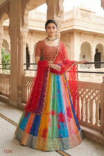 Bollywood Actress Alia Bhatt Multi Color Georgette Fabric Floral Print Work Lehenga