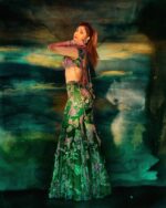 Bollywood Actress Shilpa Shetty Designer Green Tabby Silk Fabric Digital Print Palazzo Set