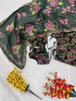 Bollywood Actress Shilpa Shetty Designer Green Tabby Silk Fabric Digital Print Palazzo Set