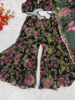 Bollywood Actress Shilpa Shetty Designer Green Tabby Silk Fabric Digital Print Palazzo Set