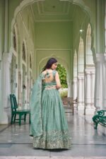Bottle Green Color Gold Crush Fabric Sequence Work Lehenga