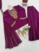 Dark Pink Color Fendi Silk Fabric Sequence Work Sharara Set