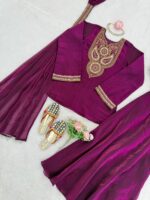 Dark Pink Color Fendi Silk Fabric Sequence Work Sharara Set