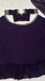 Dark Purple Color Diamond Crush Silk Fabric Sequence Work Lehenga