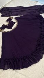 Dark Purple Color Diamond Crush Silk Fabric Sequence Work Lehenga
