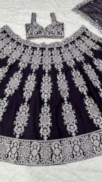 Dark Violet Color Kasturi Silk Fabric Sequence Work Lehenga