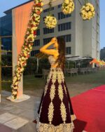 Dark Violet Color Kasturi Silk Fabric Sequence Work Lehenga