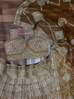 Gold Color Malai Silk Fabric Sequence With Jari Work Lehenga