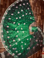 Green Color Baby Satin Silk Fabric Digital Print Lehenga