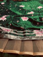 Green Color Baby Satin Silk Fabric Digital Print Lehenga