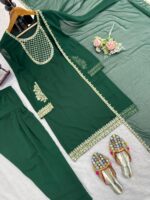 Green Color Faux Georgette Fabric Sequence Work Patiala Suit