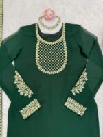 Green Color Faux Georgette Fabric Sequence Work Patiala Suit