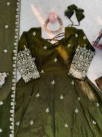 Green Color Fendi Silk Fabric Sequence Work Gown