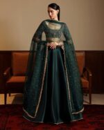 Green Color Malai Satin Fabric Lehenga
