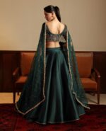 Green Color Malai Satin Fabric Lehenga