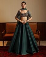 Green Color Malai Satin Fabric Lehenga