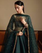 Green Color Malai Satin Fabric Lehenga