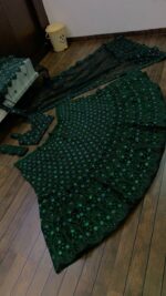 Green Color Net Fabric Sequence With Thread Work Lehenga