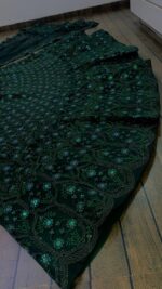 Green Color Net Fabric Sequence With Thread Work Lehenga