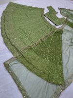 Green Color Vichitra Silk Fabric Sequence Work Lehenga
