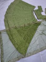 Green Color Vichitra Silk Fabric Sequence Work Lehenga