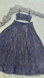 Grey Color Velvet Fabric Sequence Work Lehenga