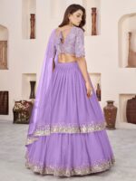 Lavender Color Georgette Fabric Jari With Sequence Work Lehenga