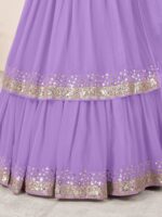 Lavender Color Georgette Fabric Jari With Sequence Work Lehenga