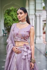 Lavender Color Gold Crush Fabric Sequence Work Lehenga