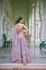 Lavender Color Gold Crush Fabric Sequence Work Lehenga