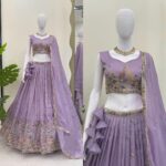 Lavender Color Gold Crush Fabric Sequence Work Lehenga