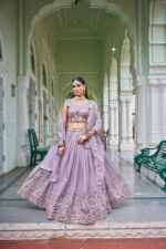 Lavender Color Gold Crush Fabric Sequence Work Lehenga