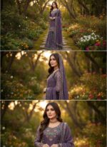 Lavender Color Jimmy Choo Fabric Pearl Work Sharara Set