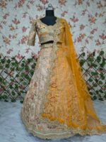 Light Brown Color French Crepe Silk Fabric Sequence With Foil Mirror Work Lehenga