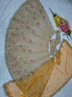 Light Brown Color French Crepe Silk Fabric Sequence With Foil Mirror Work Lehenga