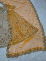 Light Brown Color French Crepe Silk Fabric Sequence With Foil Mirror Work Lehenga