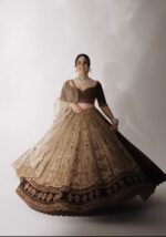 Light Brown Color Kasturi Silk Fabric Sequence Work Bridal Lehenga