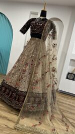 Light Brown Color Kasturi Silk Fabric Sequence Work Bridal Lehenga