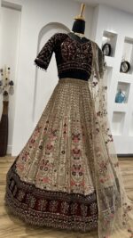 Light Brown Color Kasturi Silk Fabric Sequence Work Bridal Lehenga