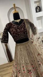 Light Brown Color Kasturi Silk Fabric Sequence Work Bridal Lehenga