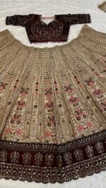 Light Brown Color Kasturi Silk Fabric Sequence Work Bridal Lehenga