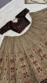 Light Brown Color Kasturi Silk Fabric Sequence Work Bridal Lehenga