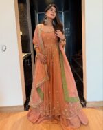 Light Fanta Color Heavy Chinon Silk Fabric Sequence Work Lehenga Gown