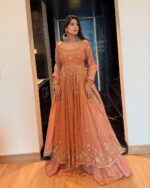 Light Fanta Color Heavy Chinon Silk Fabric Sequence Work Lehenga Gown