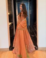 Light Fanta Color Heavy Chinon Silk Fabric Sequence Work Lehenga Gown