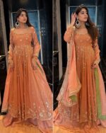Light Fanta Color Heavy Chinon Silk Fabric Sequence Work Lehenga Gown