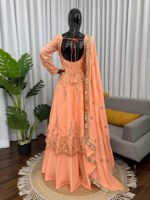 Light Fanta Color Heavy Chinon Silk Fabric Sequence Work Lehenga Gown